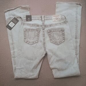 Becca Destroyed Mid Rise Boot Cut Big T  size 28